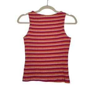 Vintage y2k 90s High Neck Stripe Tank Top Going Out Summer Coastal Mom Shirt
